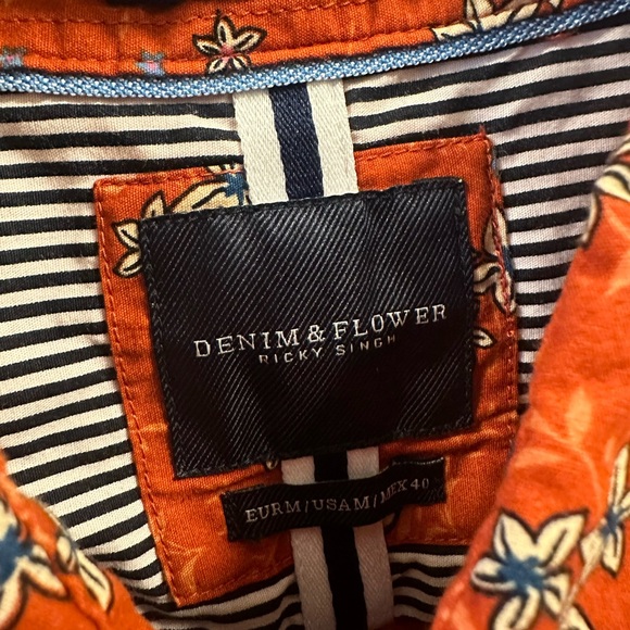 Denim & Flower Button Down Shirt - Picture 2 of 4